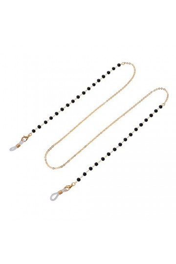 DAVBIR Chaînes de lunettes pour femmes, en alliage de perles noires, chaînes de masque, cordon de lunettes élégant Color : G