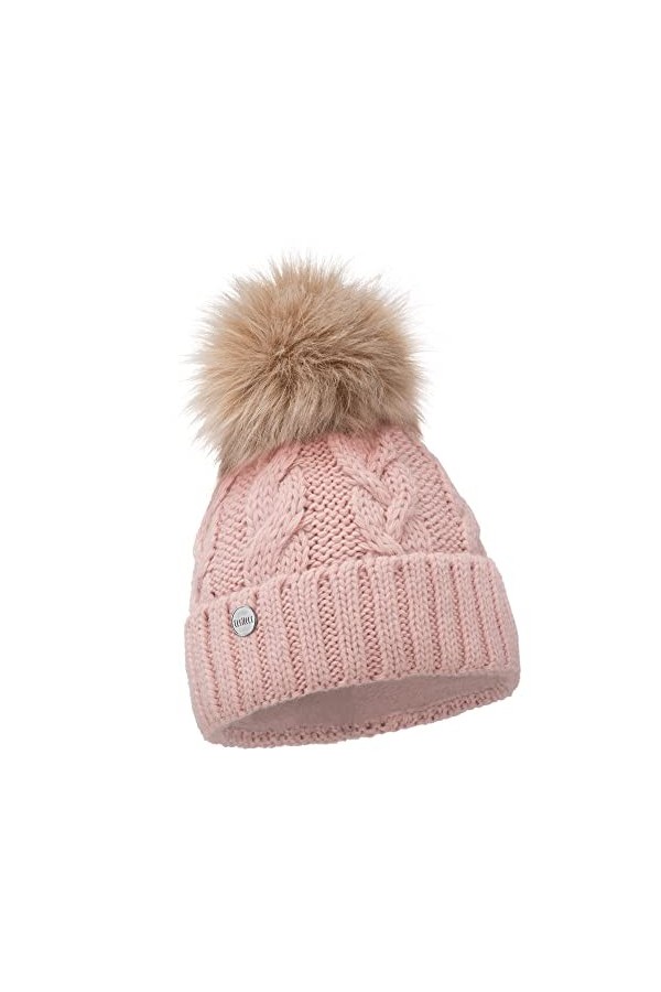 ELIMELI® Bonnet dhiver pour femme avec pompon en fourrure,Doublure en polaire,Bonnet chaud pour femme,Bonnet dhiver avec po