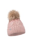 ELIMELI® Bonnet dhiver pour femme avec pompon en fourrure,Doublure en polaire,Bonnet chaud pour femme,Bonnet dhiver avec po
