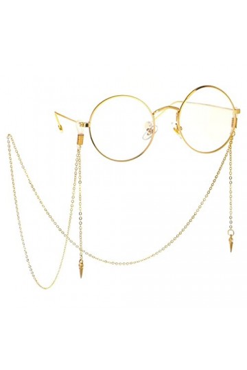WEPINS Lunettes Longe Lunettes Chaînes for Femmes Cuivre Rivet Pendentif Cou Chaîne Élégant Lunettes Cordon Color : Or, Size