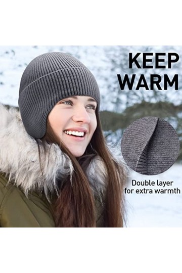 Arcweg Tricot Bonnet Chapeaux Hiver Hommes Femmes Chaud Tricot oreillette Chapeau Extensible Coupe-Vent Tricot crâne Casquett