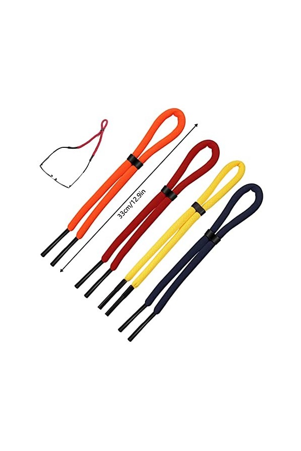 Lot de 4 Cordon à Lunettes de Sport Sangle de Lunettes de Soleil Cordon à Lunettes Élastique Sangle de Lunettes de Sport Régl