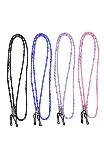 UKCOCO 4 Pièces Sangle DOreille Réglable Lanière De Lunettes Lunettes Chaîne De Retenue Tressée Collier De Lunettes De Solei