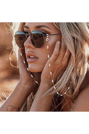 Bohend Mode Chaîne de lunettes de soleil 2 pièces Perles Chaîne de masque facial Chaine à lunettes rose Lunettes Chaînes Acce