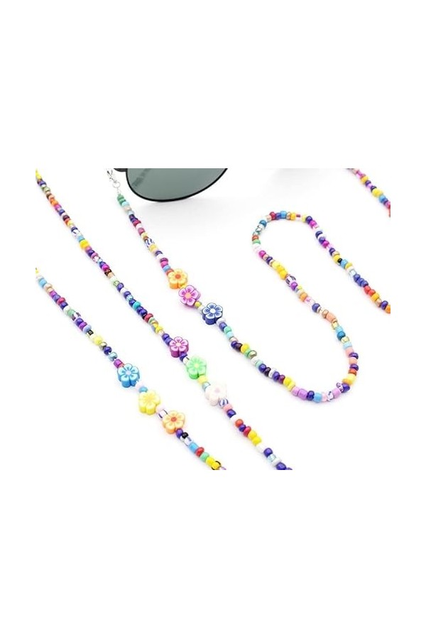 HOOENG Bracelet Chaînes De Lunettes for Femmes Coloré Acrylique Perlé Masque Chaînes Élégant Titulaire Chaînes Lunettes Cordo