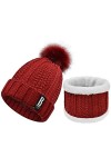 UMIPUBO Tricotés Ensemble dhiver Bonnet Chaude Doublure en Polaire Écharpe Femme Chapeau Pompon Noir ,Noir,Taille unique