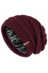 FURTALK Slouch Besnie Unisexe Satin doublé Bonnet tricoté pour Cheveux Chaud Bonnet dhiver Hommes Femmes
