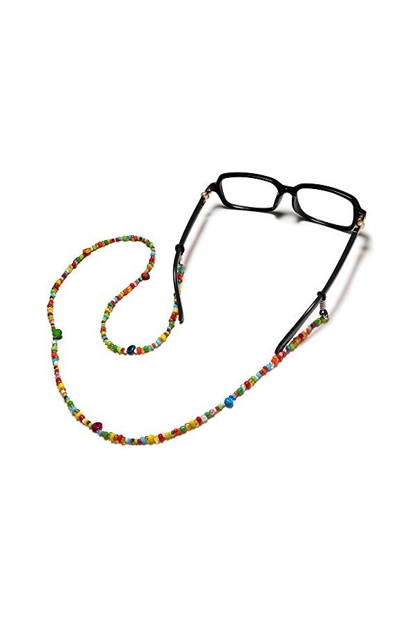 Gresunny cordon lunettes femme chaînes de lunettes 3pcs cordon de lunettes en perles multicolores anti-perte sangle de retenu