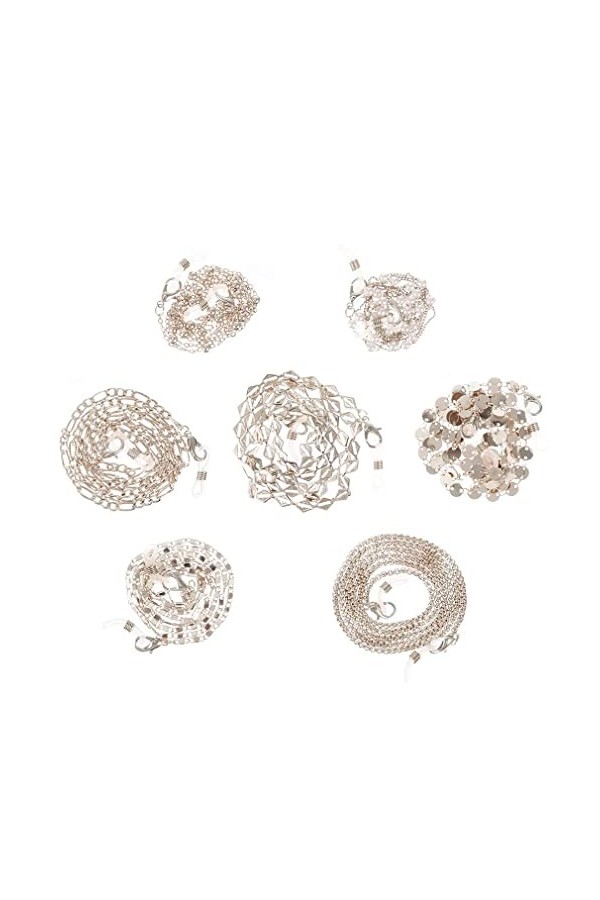 Collier 2 en 1 pour lunettes et masque - Doré, chaîne de masque de bouche - Convient pour masque optionnel - 70 cm, 7 Pièces