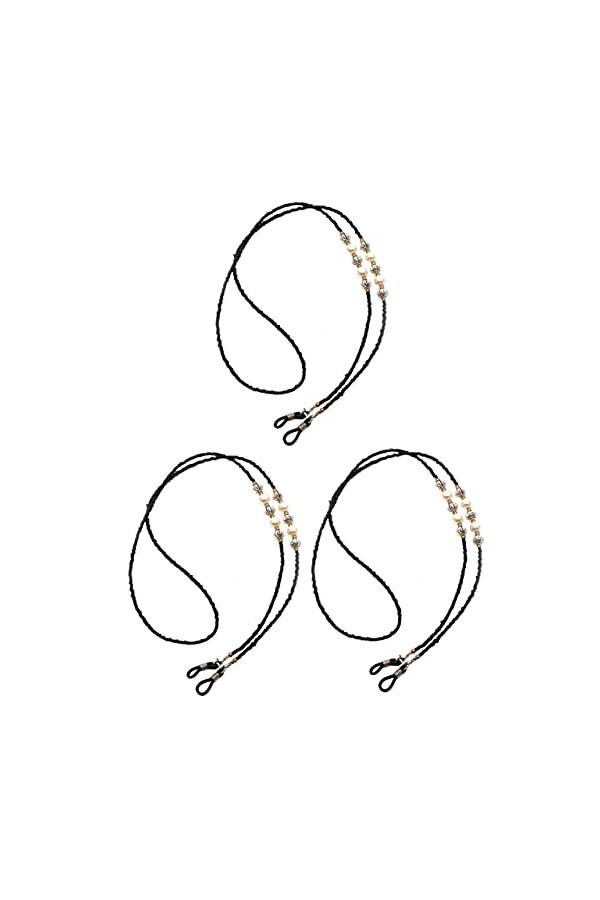 rainbow safety 3 Cordons pour Lunettes Porte-Lunette Lecture Soleil Perles Liege RC02 Perle Argent Noir 