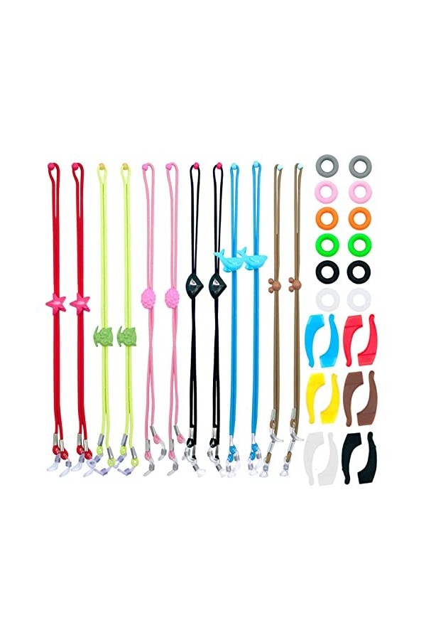 Cordon Lunettes Enfant, 12 Pièces Sangle de Fixation pour Lunettes Corde de Lunettes Réglable Lunettes Sangle Corde Retenue p
