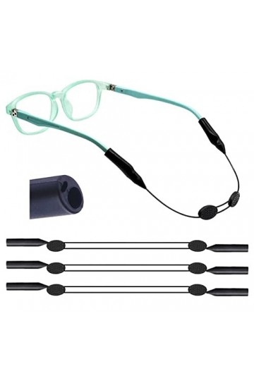 SLEILIN Lot de 3 cordons de lunettes antidérapants sans queue, 19,5 cm x 28,5 cm avec 2 trous, 3 bandes de lunettes antidérap