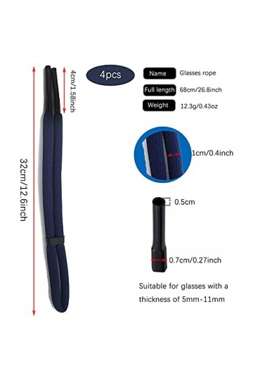 Cordon Lunettes 4Pcs Sangle de Lunettes Réglable Universel Cordons Lunettes Homme Femme Corde à Lunettes Corde de Lunettes de