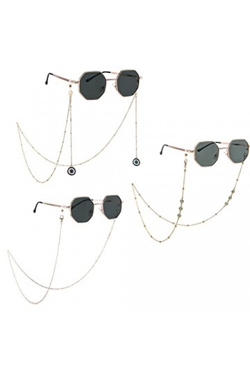 Bohend Mode Chaîne de lunettes de soleil 3 pièces Fleurs Chaîne de masque facial Chaîne de lunettes en or Lunettes Chaînes Ac