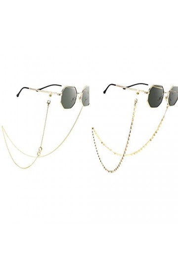 Bohend Lot de 2 chaînes de lunettes de soleil tendance en forme de cœur doré pour femme, doré