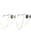 Bohend Lot de 2 chaînes de lunettes de soleil tendance en forme de cœur doré pour femme, doré