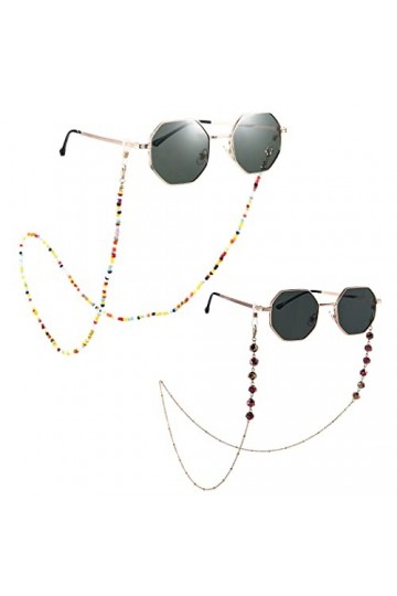 Bohend Bohème Perle Chaînes à lunettes 2 pièces Strass Chaîne de lunettes de soleil Accessoires de chaîne de masque facial po