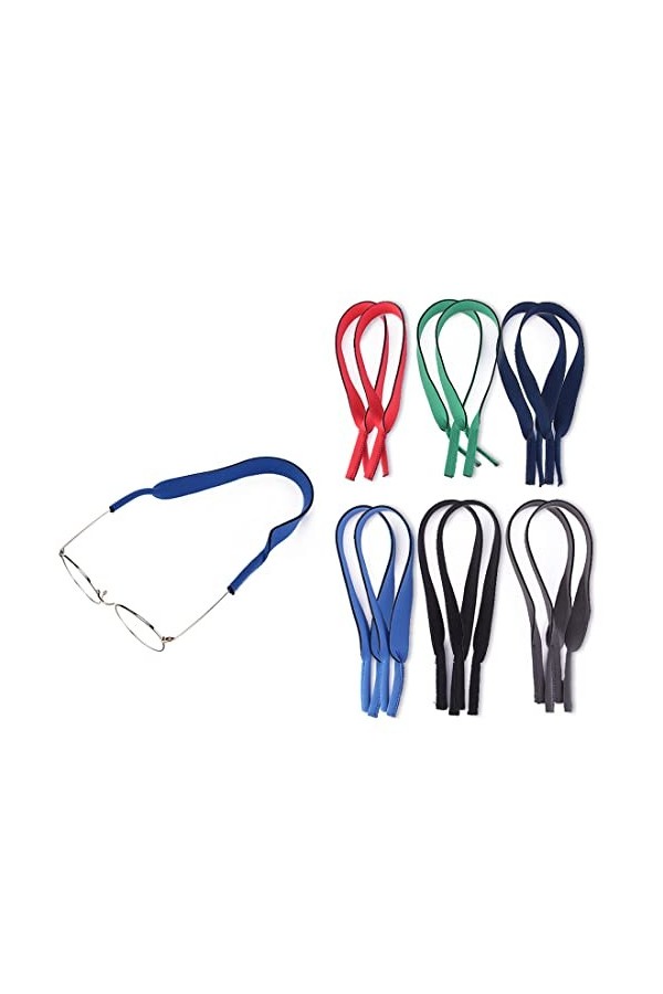 LIUJZZJ Paquet de 12 paires de cordons élastiques en néoprène avec cordon de retenue pour lunettes de sport et lunettes de so