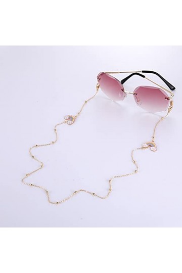 kkjoy Chaîne de lunettes de soleil en alliage avec perles dorées pour femme et fille