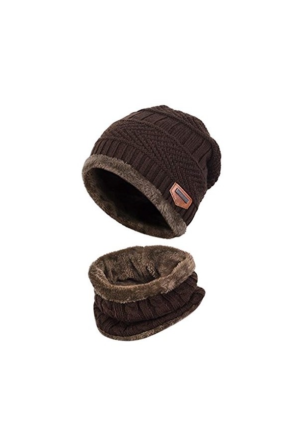 Chapeau dhiver Chapeau Bonnet pour Hommes et Femmes Chapeau Automne/Hiver Double Couche Chaud Tricoté avec Nap Cloth Ski Spo