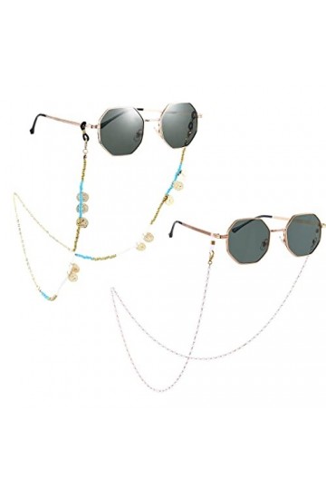 Bohend Bohème Perle Chaînes à lunettes 2 pièces Perles Chaîne de lunettes de soleil Or Accessoires de chaîne de masque facial
