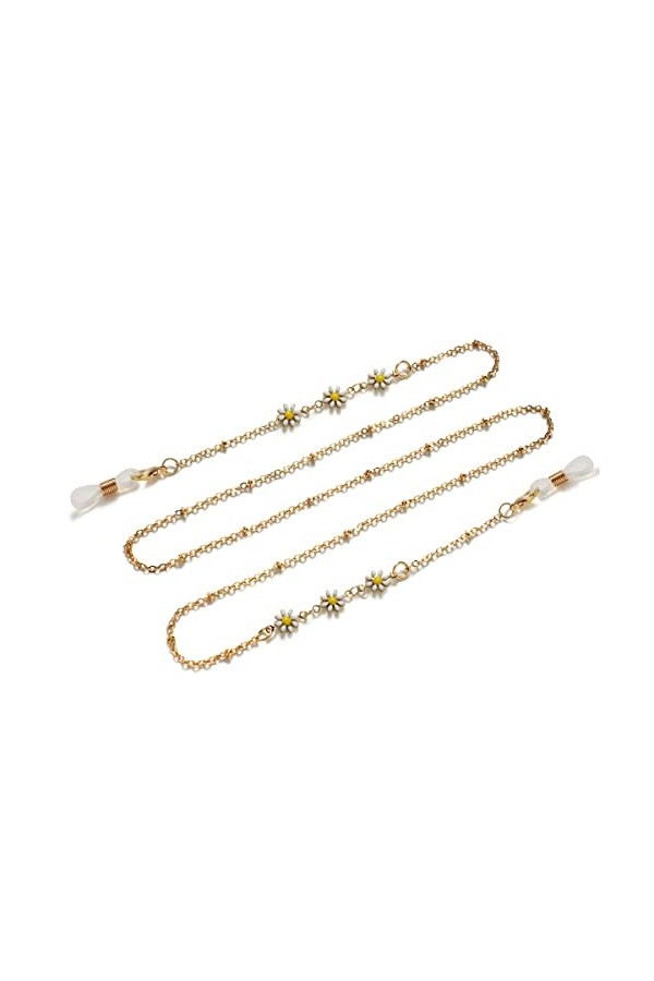 DNLKWGO Chaîne de lunettes de soleil style fleur pour femme, Rouge, taille unique