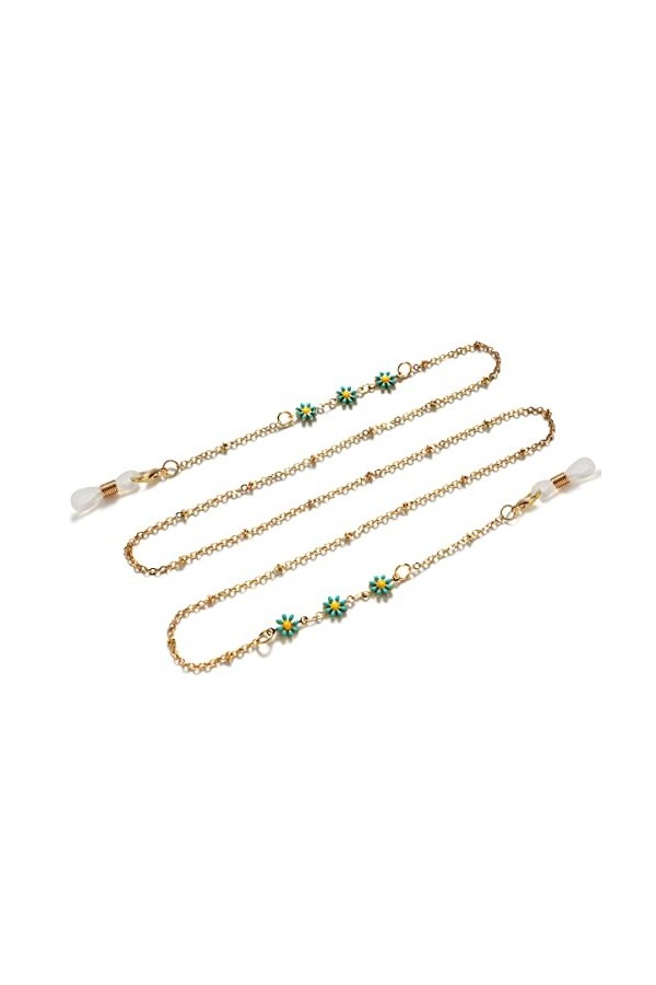 DNLKWGO Chaîne de lunettes de soleil style fleur pour femme, Rouge, taille unique