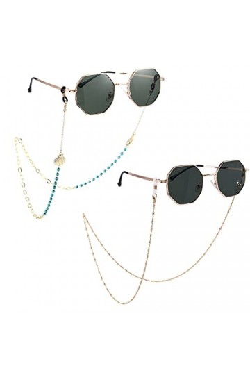 Bohend Bohème Coquille Chaînes à lunettes 2 pièces Or Chaîne de lunettes de soleil Perle Accessoires de chaîne de masque faci