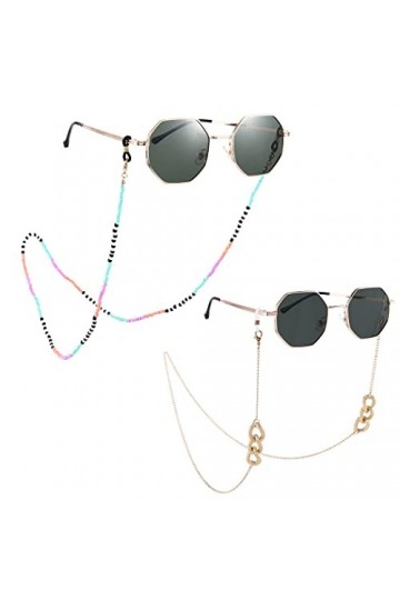 Bohend Bohème Perle Chaînes à lunettes 2 pièces Or Chaîne de lunettes de soleil Accessoires de chaîne de masque facial pour l