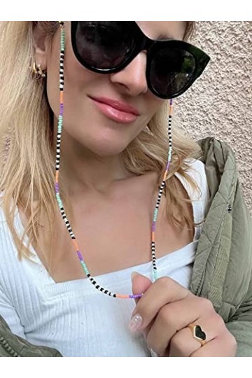 Bohend Bohème Perle Chaînes à lunettes 2 pièces Or Chaîne de lunettes de soleil Accessoires de chaîne de masque facial pour l