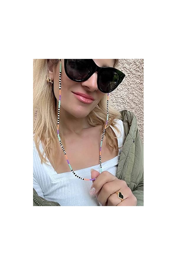 Bohend Bohème Perle Chaînes à lunettes 2 pièces Or Chaîne de lunettes de soleil Accessoires de chaîne de masque facial pour l