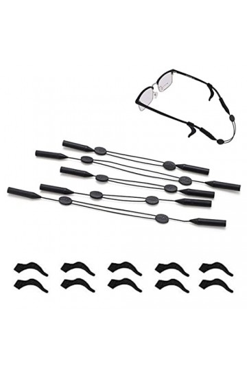 5 Pièces Retenue de Lunettes Silicone Retenue de Lunettes Réglables Cordon de lunettes Sport Lunette Sport Flottant Retenue d