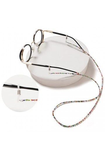 TRADERPLUS Chaînes avec perles pour lunettes de vue, lacet lunettes, chaîne de lunettes de soleil avec anneaux en silicone an
