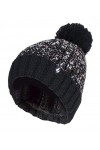 HEAT HOLDERS - Femme Fourrure Doublé Polaire Hiver Bonnet avec Grand Pompon Taille Unique, Noir 