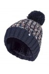 HEAT HOLDERS - Femme Fourrure Doublé Polaire Hiver Bonnet avec Grand Pompon Taille Unique, Noir 