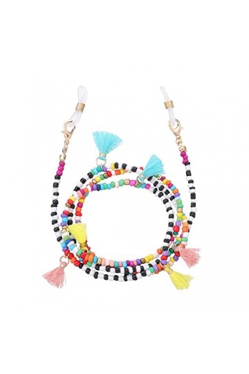 DAVBIR Chaînes de lunettes, sangle de lunettes pour femmes, pompon perlé autour du cou, cordon de lunettes élégant