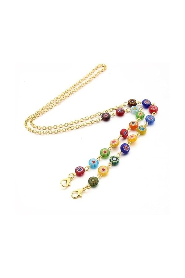 HOOENG Chaînes Lunettes lanière for Femmes coloré perlé Masque chaînes Anti-Perte Mode Lunettes Cordon Lunettes de Soleil San