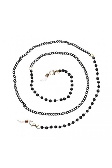 WEPINS Chaînes de Lunettes de Lunettes for Femmes Chaînes de Masque Simples perlées Noires Cordon de Lunettes de Mode Valenti