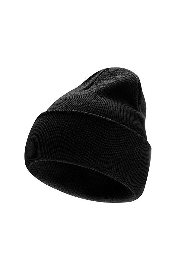 MOSNOW Bonnet pour homme et femme en acrylique pour la collection dhiver - Noir - Large