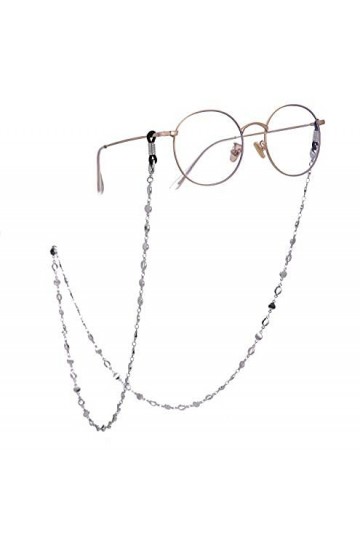 Amaxer Chaîne à lunettes tendance avec motif géométrique en forme de O - Pour homme et femme, Argenté.,