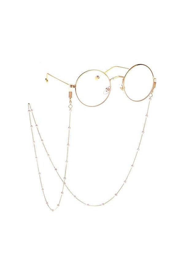 DAVBIR Chaînes de lunettes avec lanière pour femmes, retenue de lunettes en perles, cordon de lunettes élégant Color : Or, S