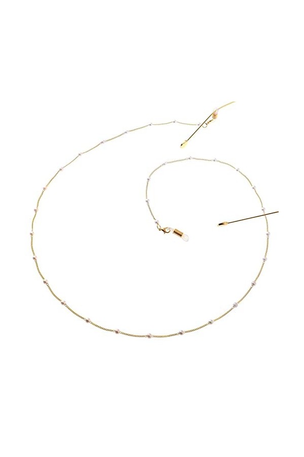 DAVBIR Chaînes de lunettes avec lanière pour femmes, retenue de lunettes en perles, cordon de lunettes élégant Color : Or, S