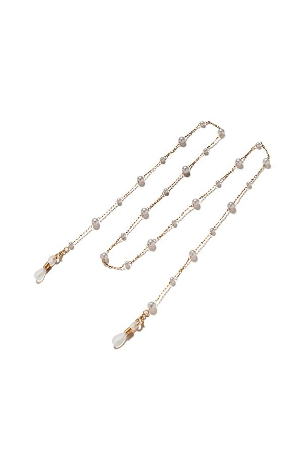 DAVBIR Chaînes de lunettes pour femmes, perles perlées, chaîne de cou Anti-perte, cordon de lunettes élégant Color : Golden,