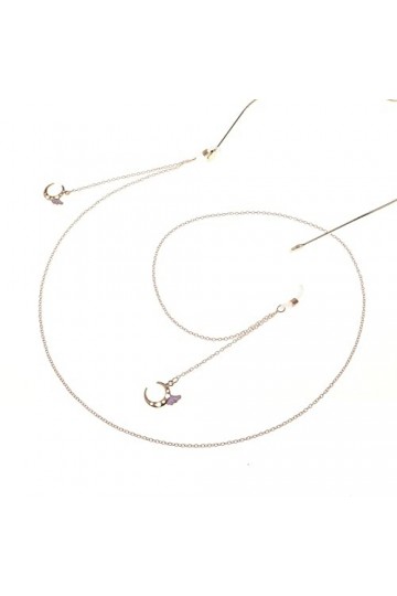 HOOENG Chaînes de Lunettes de Lunettes for Femmes chaînes de Masque en métal avec Pendentif Lune chaînes de Support de Mode C