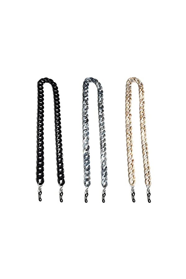 Hazrcvr Chaîne à Lunettes Acrylique 3 Pièces Chaînes pour Lunettes de Soleil en Acrylique Colliers à Lunettes en Acrylique Ch