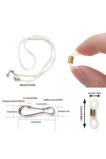56 pcs Chaînes et boucles pour lunettes Boucles, BOSOIRSOU 8 pcs Porte-lunettes élégant en perles pour lunettes de soleil, av
