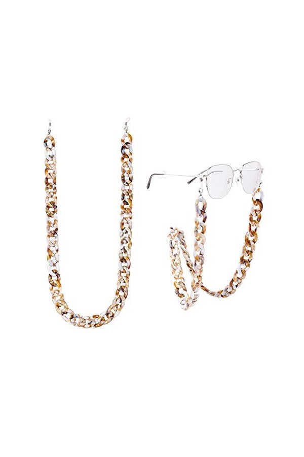 GORGECRAFT Chaîne de Lunettes en Acrylique, Collier de Lunettes avec 304 Fermoir à Pince de Homard en Acier Inoxydable Cordon