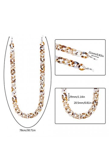 GORGECRAFT Chaîne de Lunettes en Acrylique, Collier de Lunettes avec 304 Fermoir à Pince de Homard en Acier Inoxydable Cordon