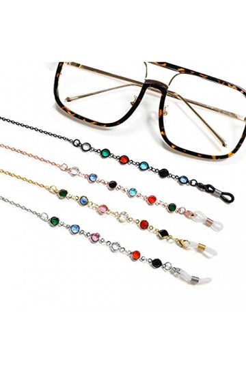 Borsgye Lot de 4 chaînes de lunettes en alliage avec perles
