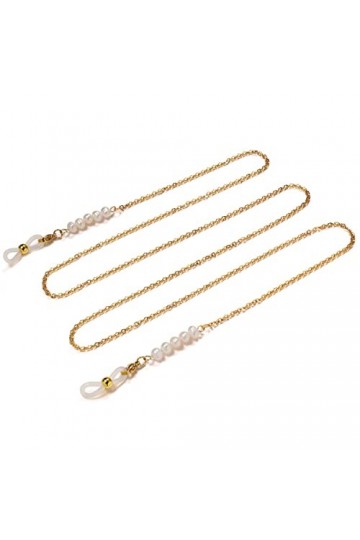ZORZA Chaînes Sangle de Lunettes for Femmes Perle Anti-Perte Cordon de Cou élégant Porte-Lunettes chaînes Color : Golden, Si
